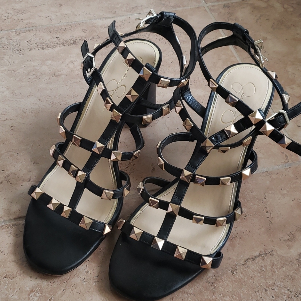 Jessica Simpson black block heel sz 10